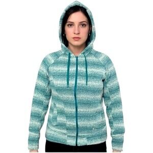 Under Armour Women's Striped Full Zip Hoodie Teal White Size M